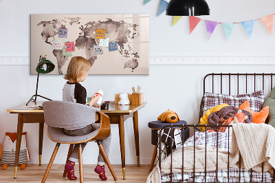 Magnetic dry erase board Watercolor world map