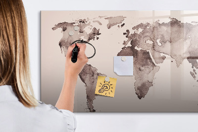 Magnetic dry erase board Watercolor world map