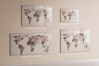 Magnetic dry erase board Watercolor world map