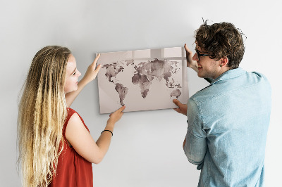 Magnetic writing board Watercolor world map