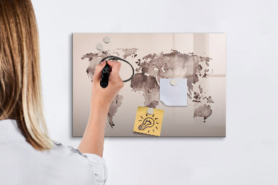 Magnetic dry erase board Watercolor world map