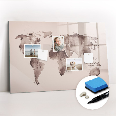 Magnetic dry erase board Watercolor world map