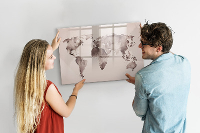 Magnetic dry erase board Watercolor world map