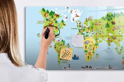 Dry erase magnetic board World map culture