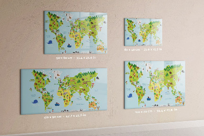 Dry erase magnetic board World map culture