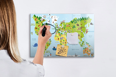 Dry erase magnetic board World map culture