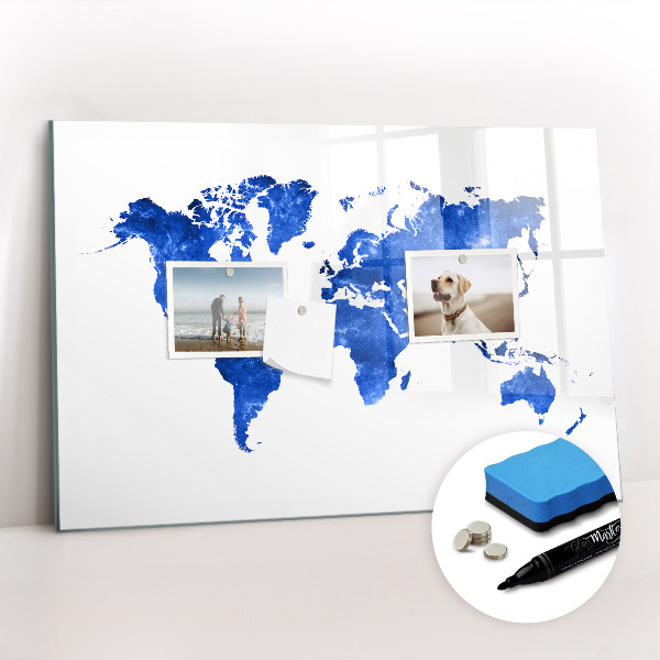 Magnetic dry erase board World map space