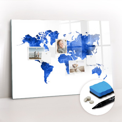 Magnetic dry erase board World map space