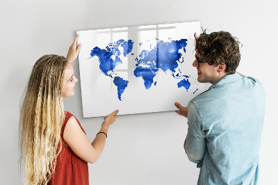 Magnetic dry erase board World map space