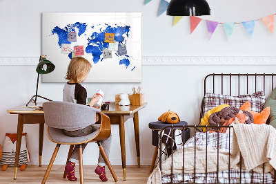 Magnetic dry erase board World map space