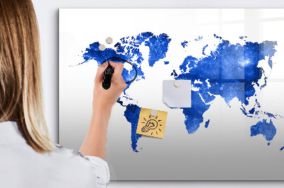 Magnetic dry erase board World map space