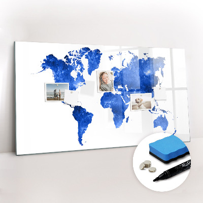 Magnetic dry erase board World map space