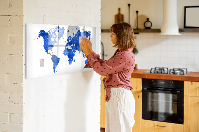 Magnetic dry erase board World map space