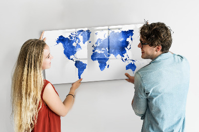 Magnetic dry erase board World map space