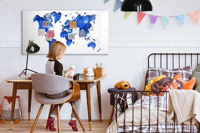 Magnetic dry erase board World map space