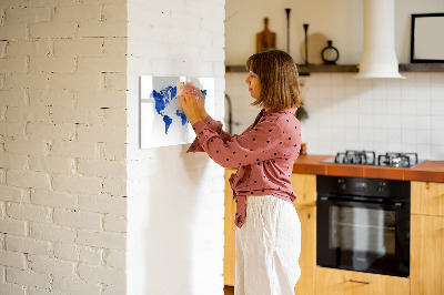Magnetic dry erase board World map space