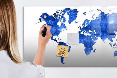 Magnetic dry erase board World map space