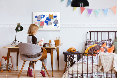 Magnetic dry erase board World map space