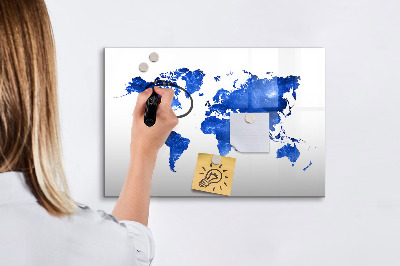 Magnetic dry erase board World map space