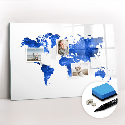 Magnetic dry erase board World map space