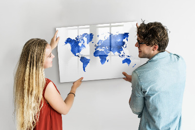 Magnetic dry erase board World map space