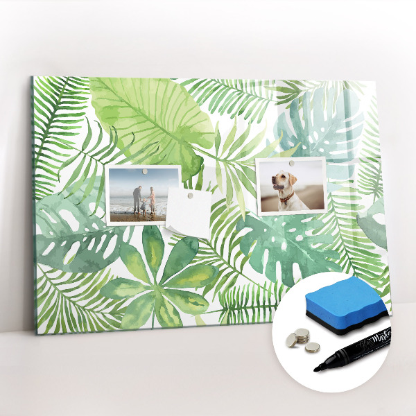 Dry erase magnetic board Tropical leaves