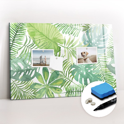 Dry erase magnetic board Tropical leaves