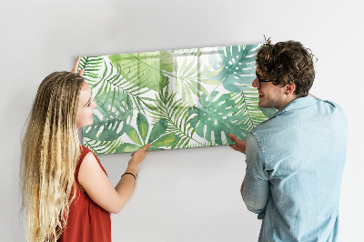 Dry erase magnetic board Tropical leaves