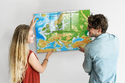 Dry erase magnetic board Geography world map