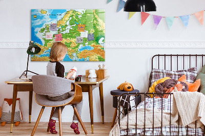 Dry erase magnetic board Geography world map