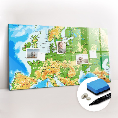Dry erase magnetic board Geography world map