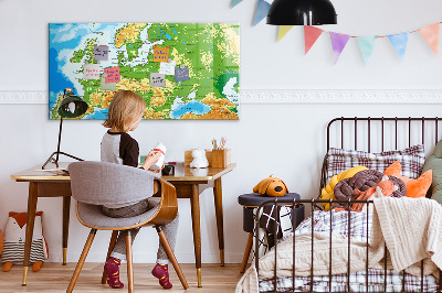 Dry erase magnetic board Geography world map