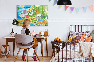 Dry erase magnetic board Geography world map