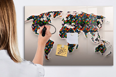 Dry erase magnetic board Abstract world map