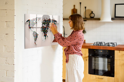 Dry erase magnetic board Abstract world map