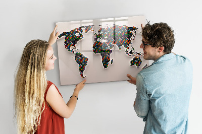Dry erase magnetic board Abstract world map