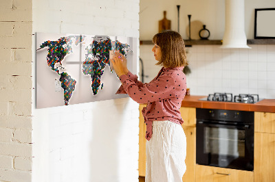 Dry erase magnetic board Abstract world map