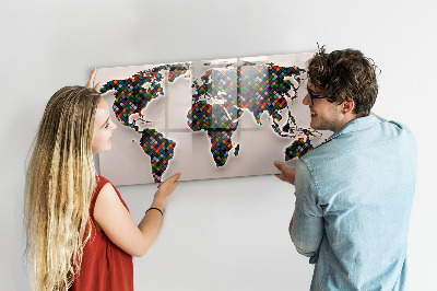 Dry erase magnetic board Abstract world map