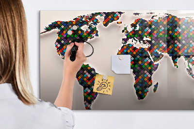 Magnetic writing board Abstract world map