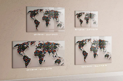 Dry erase magnetic board Abstract world map