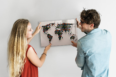 Dry erase magnetic board Abstract world map
