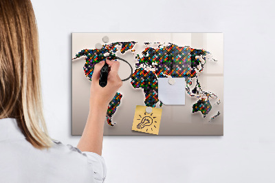 Dry erase magnetic board Abstract world map