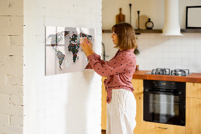 Dry erase magnetic board Abstract world map