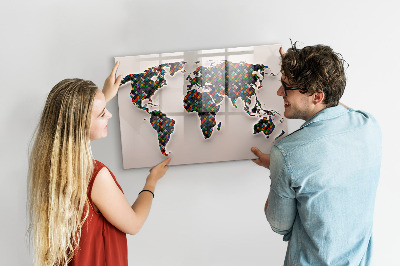 Dry erase magnetic board Abstract world map
