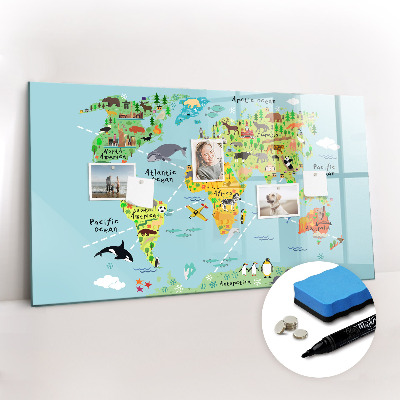 Magnetic drawing board World map with animals