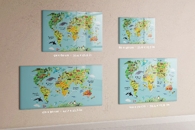 Magnetic dry erase board World map with animals