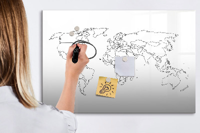 Dry erase magnetic board Contour World Map