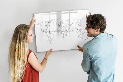 Dry erase magnetic board Contour World Map