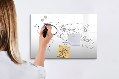 Dry erase magnetic board Contour World Map
