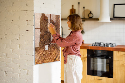 Glass Magnetic Board Warm Tone Wood